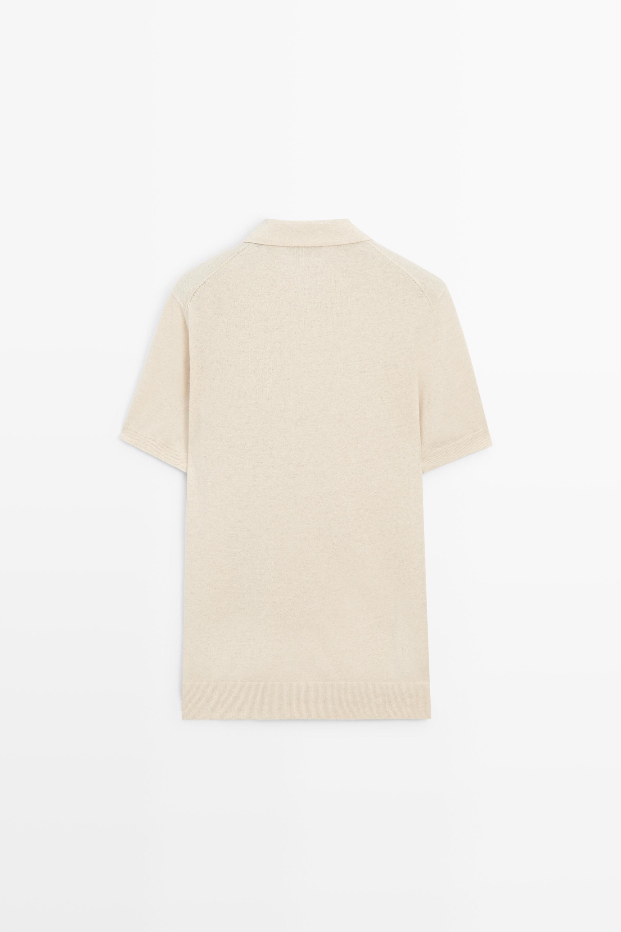 Cotton linen blend polo shirt